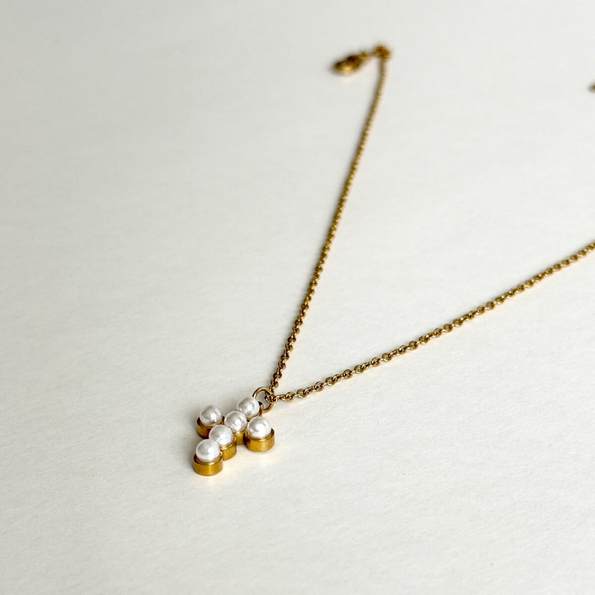 Delicate Pearl Cross Necklace