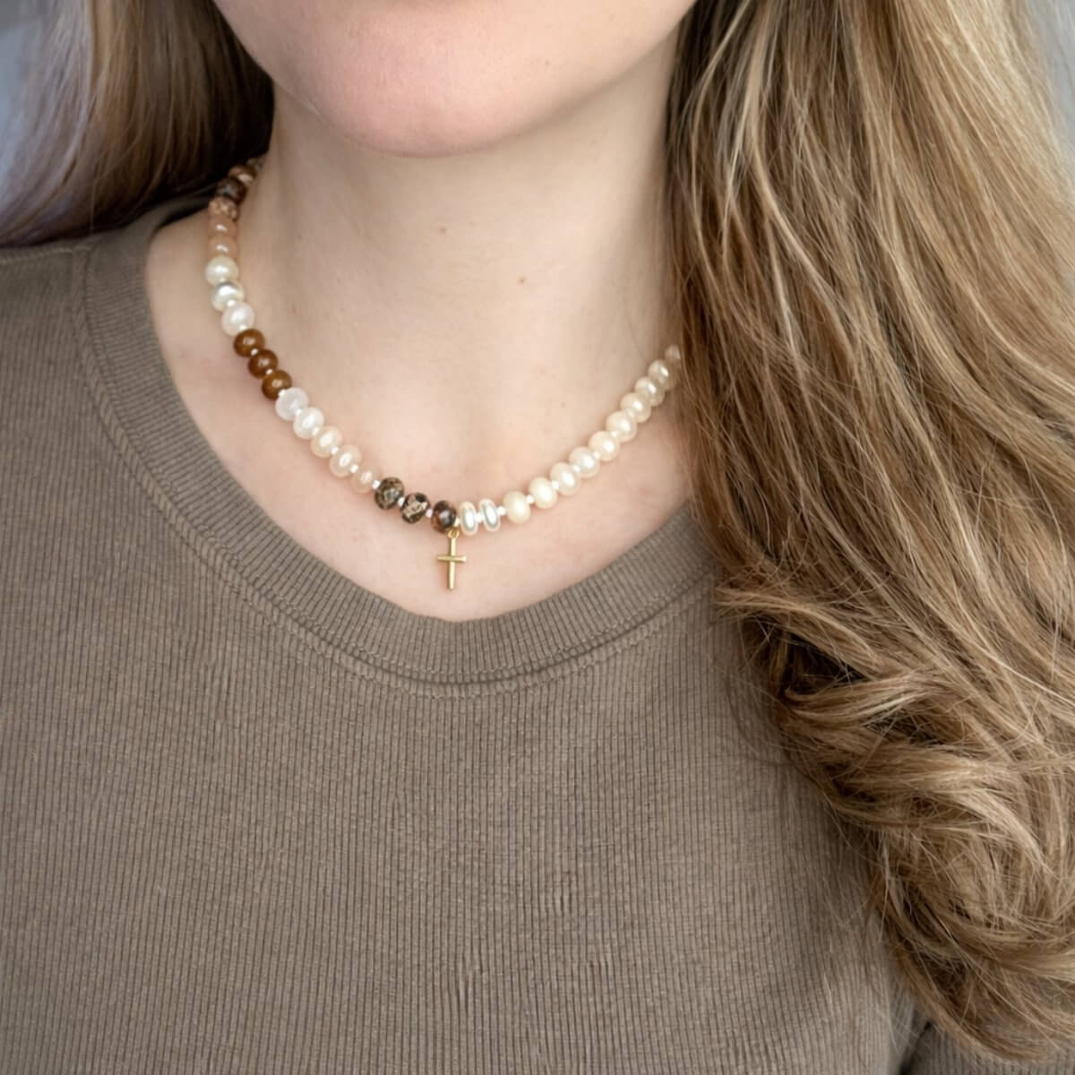 Stone Cross Necklace